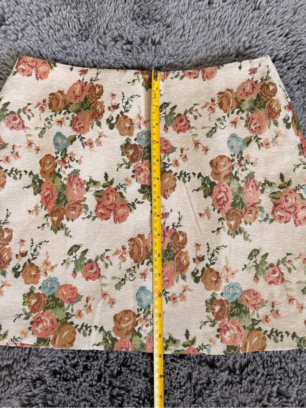 Cider Cream Floral Mini Skirt with Pink & Green Accents - Picture 3 of 8